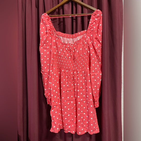 AFRM Coral polka dot mini dress size L - Picture 3 of 10
